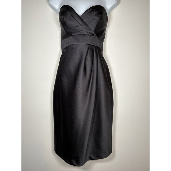 Alfred Angelo Black Strapless Sweetheart Neckline Hoco Wedding Guest LBD Size 6 - Picture 1 of 7